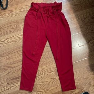 Red ankle length pants
